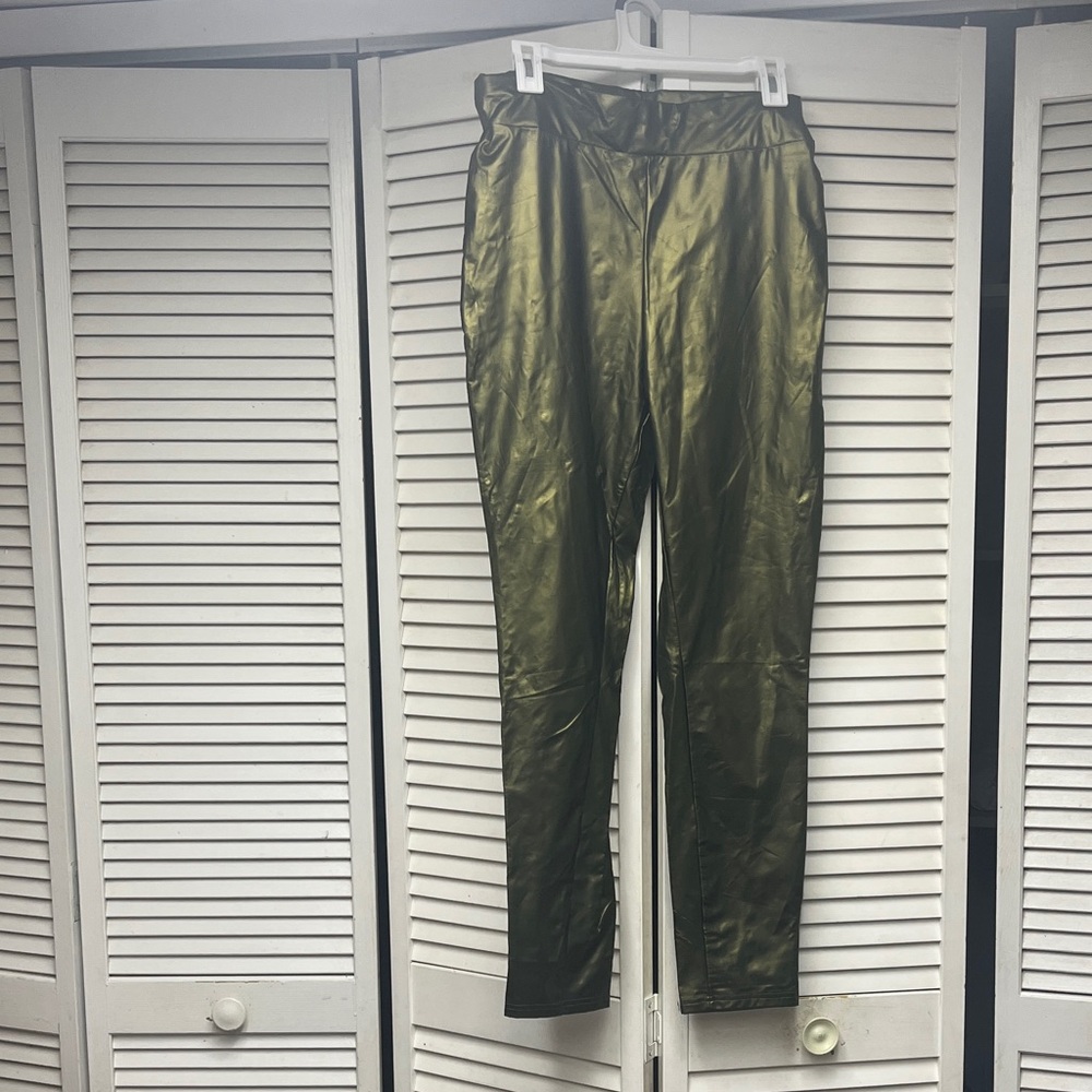 SHEIN Olive Green Faux Leather Leggings